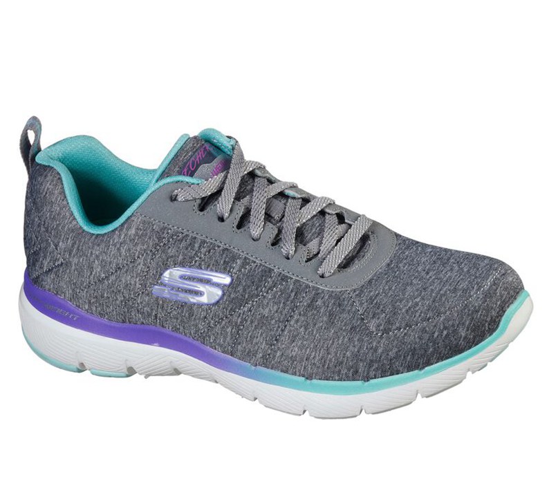 Skechers Flex Appeal 3.0 - Fan Craze - Womens Sneakers Grey/Multicolor [AU-ZS6173]